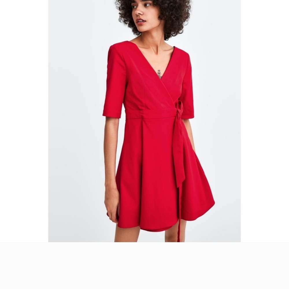 Zara TRF Collection Red Wrap Dress | Sz Xs
